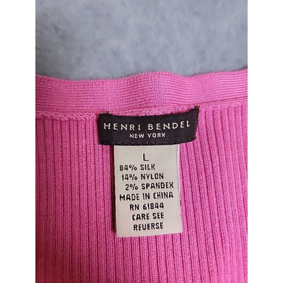 Vtg Henri Bendel Cardigan Sweater Womens L Pink Silk Blend Button Knit Cottage - Picture 2 of 11